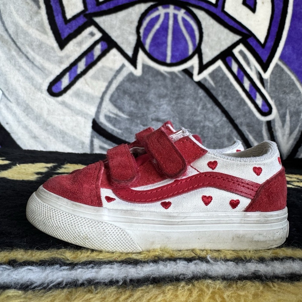 Size 7c - (TD) Vans Old Skool V 'Red White' Toddler Baby Shoes